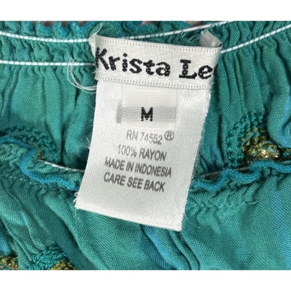 Krista Lee Womens Size M Blouse Crinkle Ombre Hippy Boho Gypsy Fairycore Peasant - Picture 13 of 13